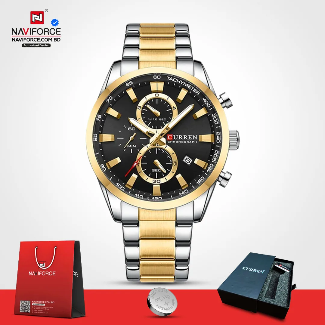 Curren-8445-–-Sliver-Gold-Black