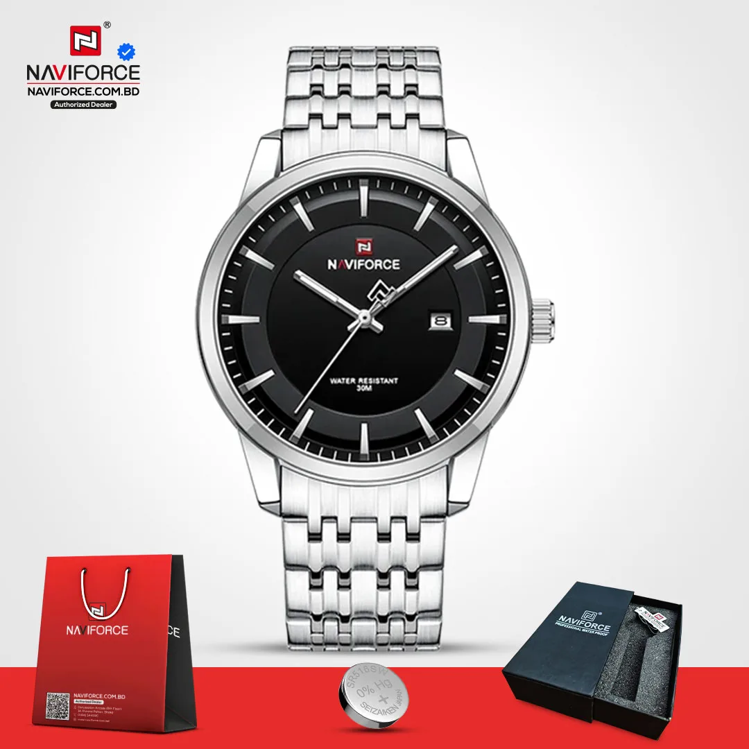 Naviforce 9228 - Sliver Black For Man