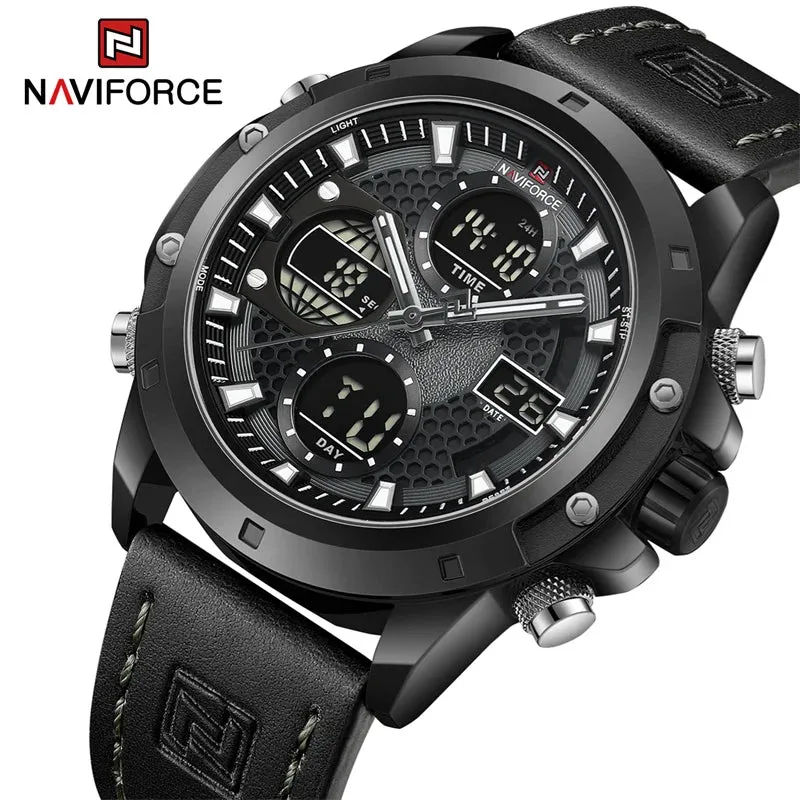 NAVIFORCE-Men-Sport-Watch-Fashion-Genuine-Leather-Strap-Dual-Display-Wristwatch-Waterproof-Chronograph-Alarm-Clock-Reloj