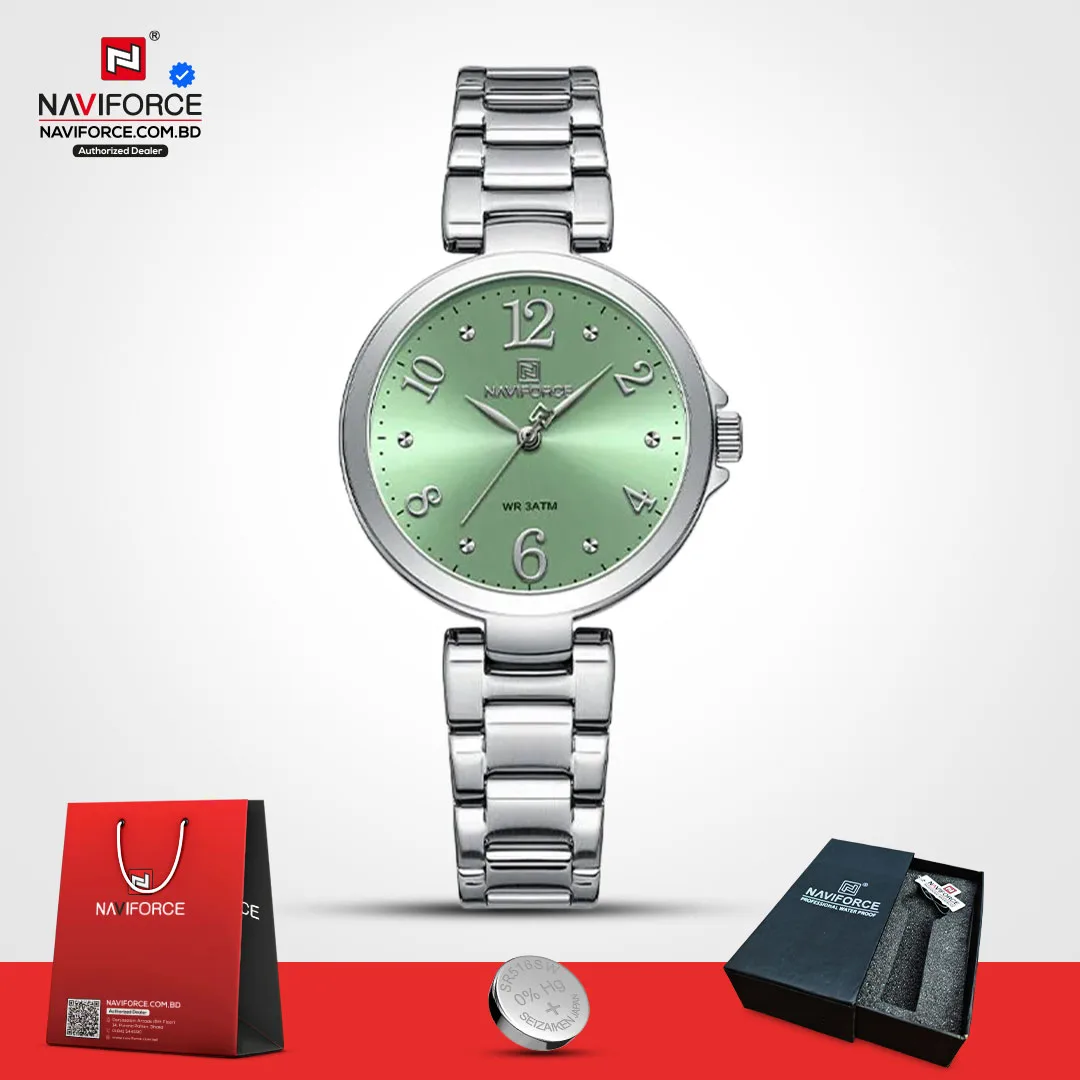 Naviforce-5031–Silver-Green-For-Women