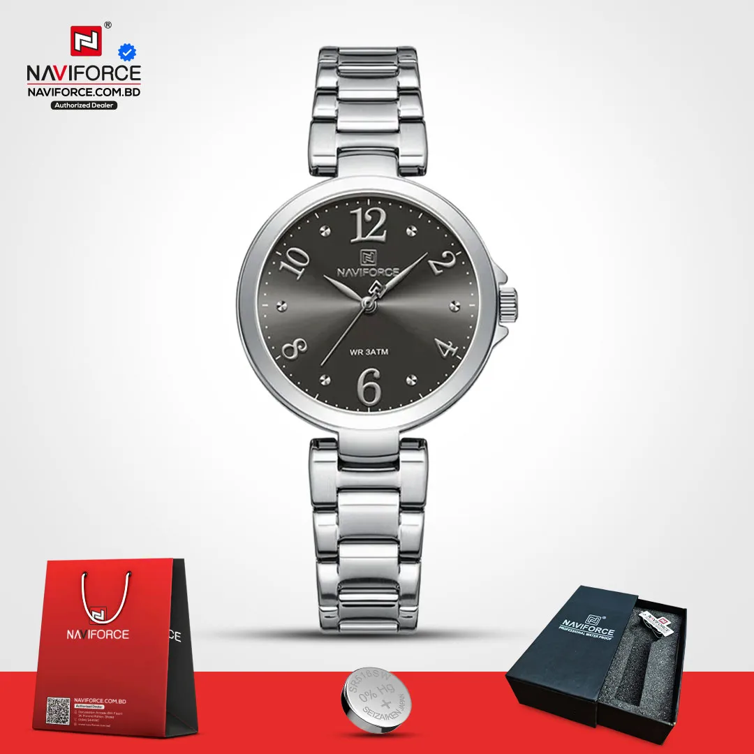 Naviforce-5031–Silver-Black-For-Women