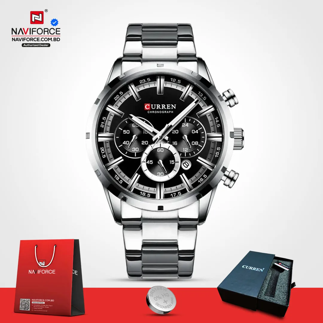 Curren-8355-–-Silver-Black