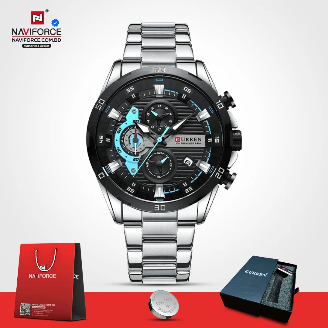 Curren-8402-–-Silver-Black