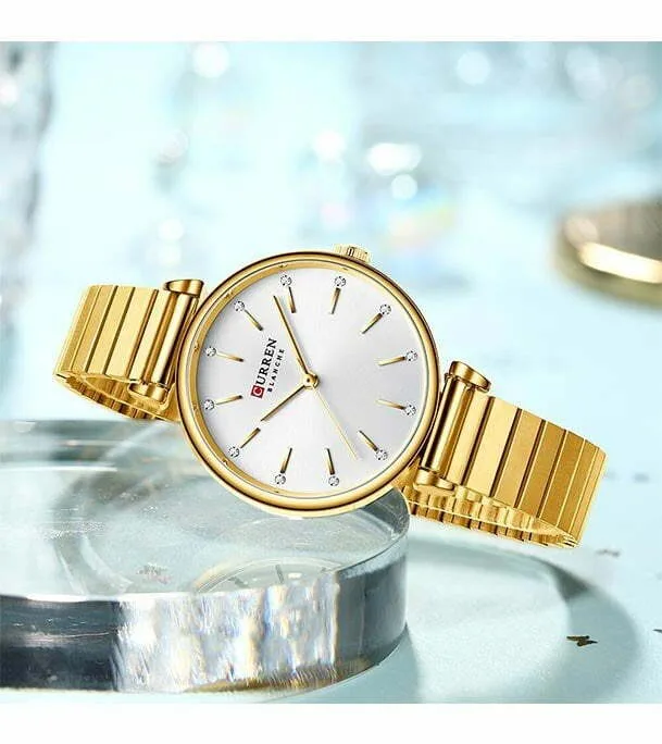 Curren 9081 CH For Women - Gold White