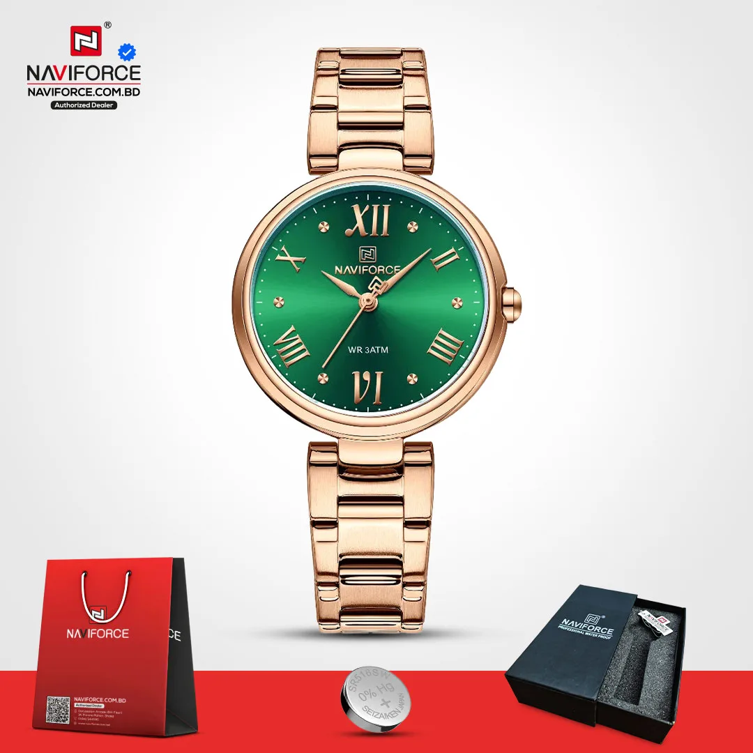 Naviforce-5030-Women-Watch-–-RoseGold-Green