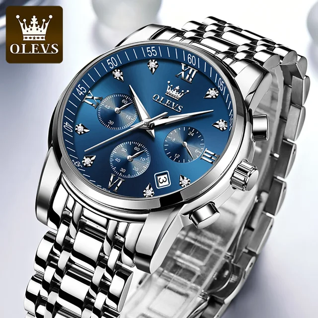 Olevs 2858 CH - Silver Blue For Men