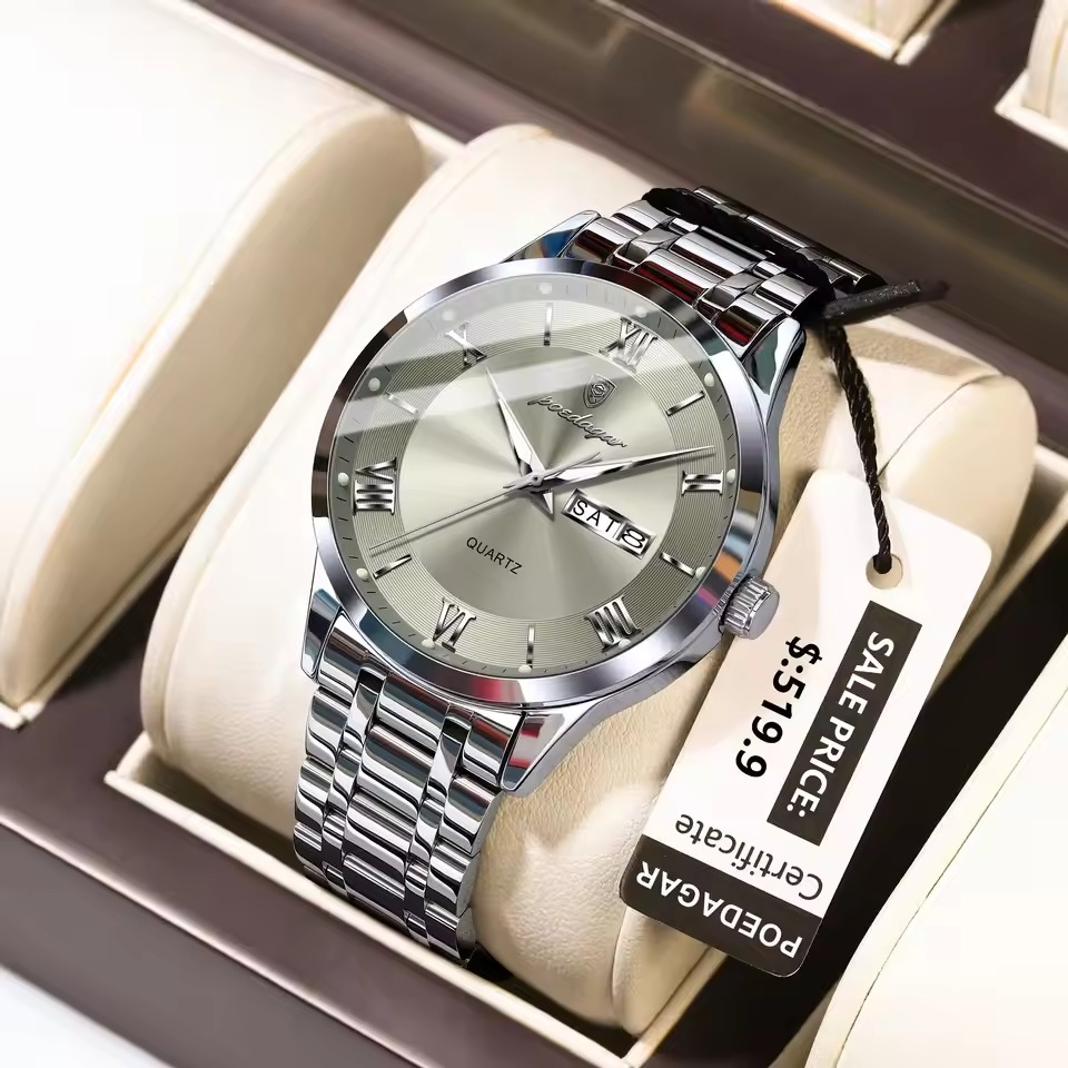 Poedagar 978 CH For Men - Silver Gray