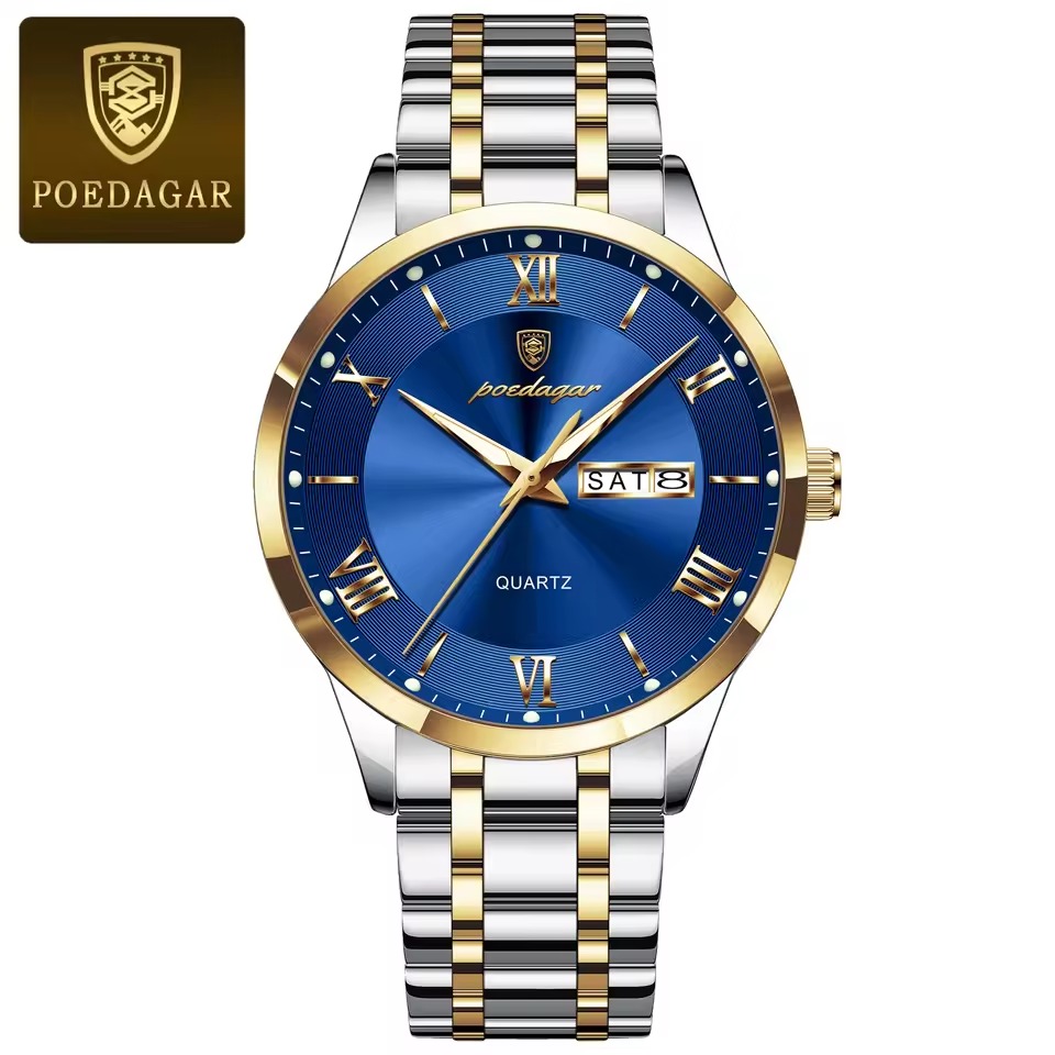 Poedagar 978 CH For Men - Silver Gold Blue