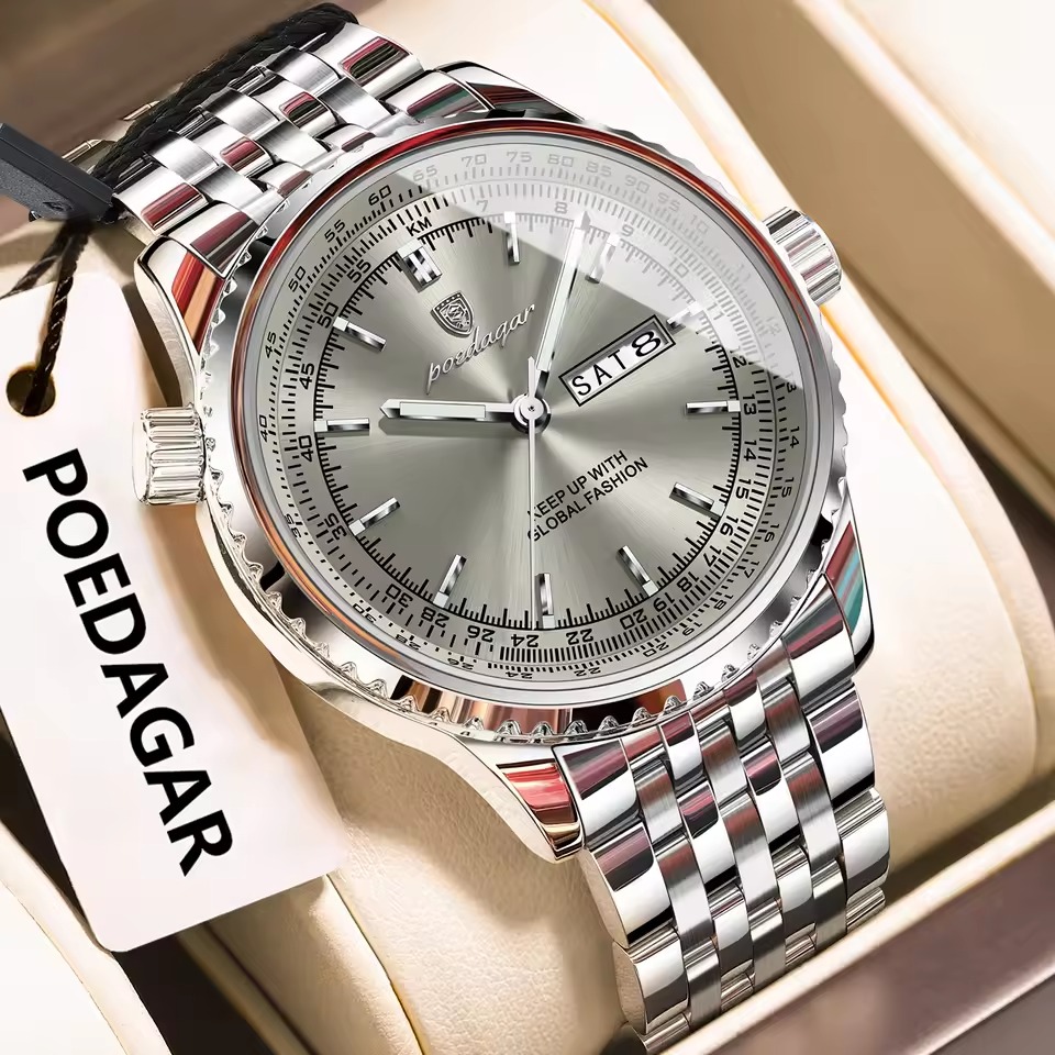 Poedagar 673 CH For Men - Silver Gray