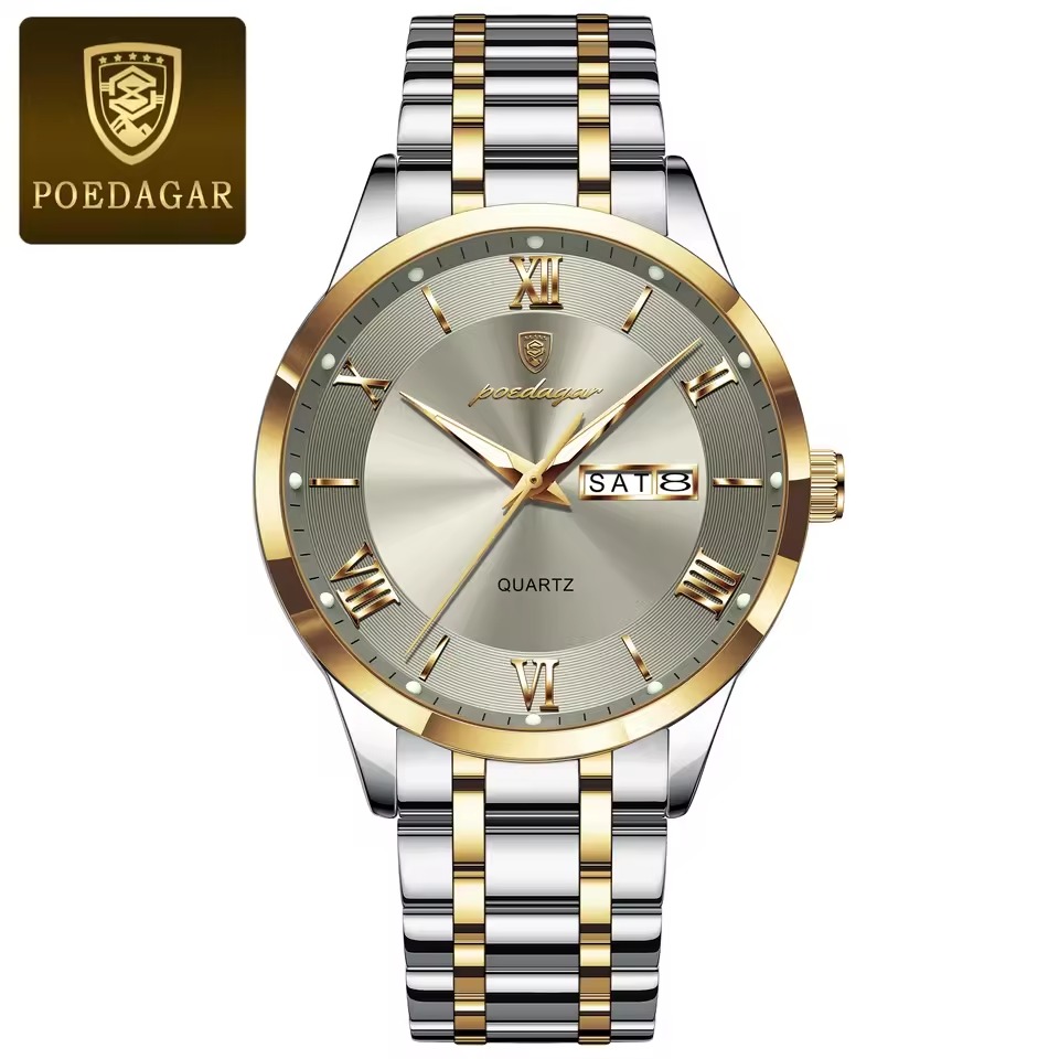 Poedagar 978 CH For Men - Silver Gold Gray
